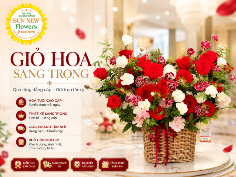 Giỏ Hoa Sang Trọng Đẹp & Cao Cấp - Shop Hoa Sun New HCM