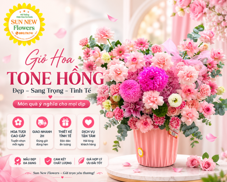 Giỏ Hoa Tone Hồng Đẹp, Sang Trọng & Giá Tốt 2026