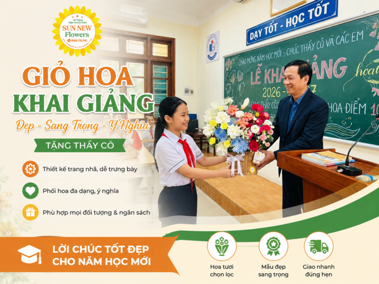 Giỏ Hoa Khai Giảng Đẹp, Sang Trọng, Ý Nghĩa Tặng Thầy Cô