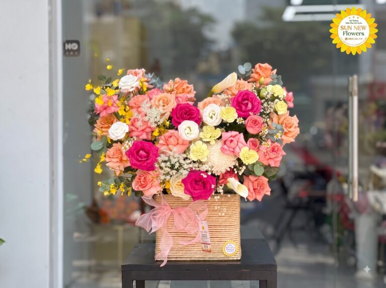 Giỏ hoa mix nhiều loại tặng thầy cô