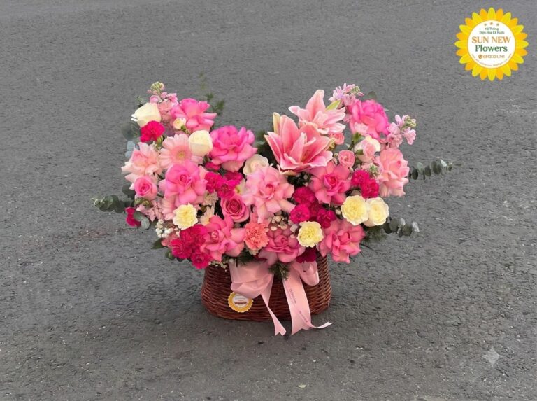 Giỏ hồng pastel tặng cô giáo