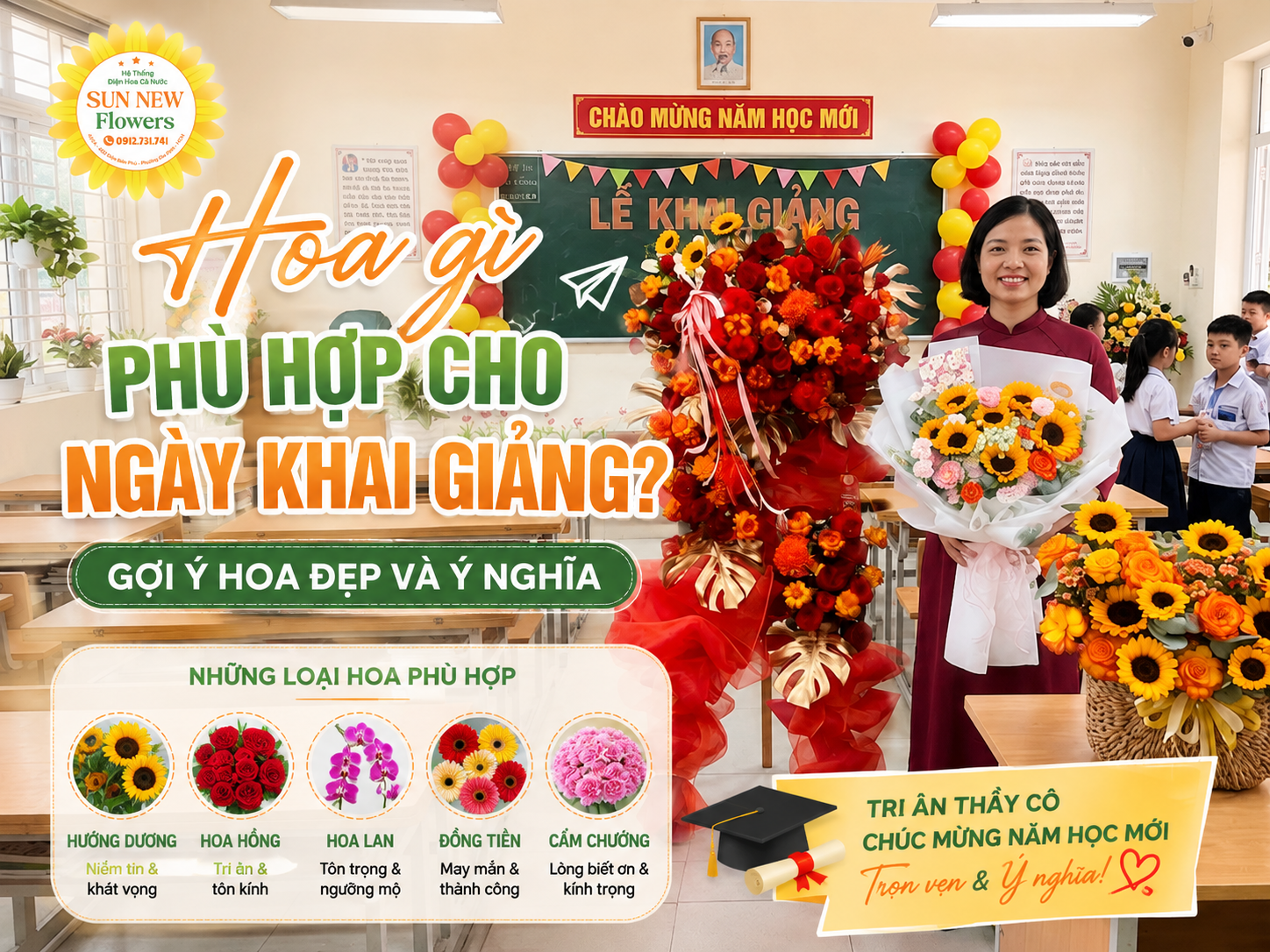 Hoa gì phù hợp cho ngày khai giảng? Gợi ý hoa đẹp và ý nghĩa