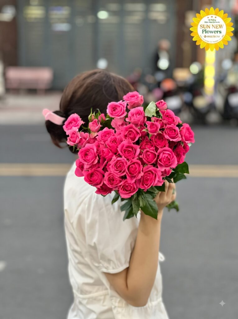 Hoa hồng tiểu muội hồng đậm trang trí sự kiện cao cấp