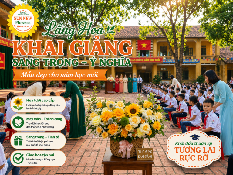Lẵng hoa khai giảng sang trọng mẫu đẹp, ý nghĩa cho năm học mới